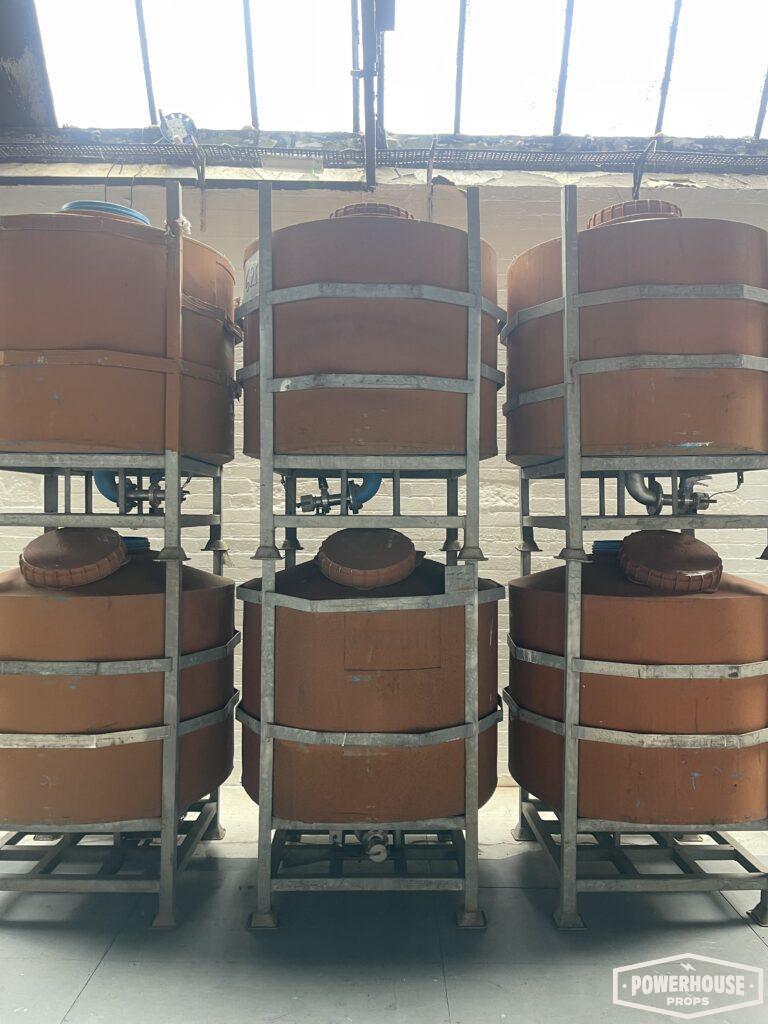 Powerhouse props vintage industrial silos rust rusty large container storage barrel stackable