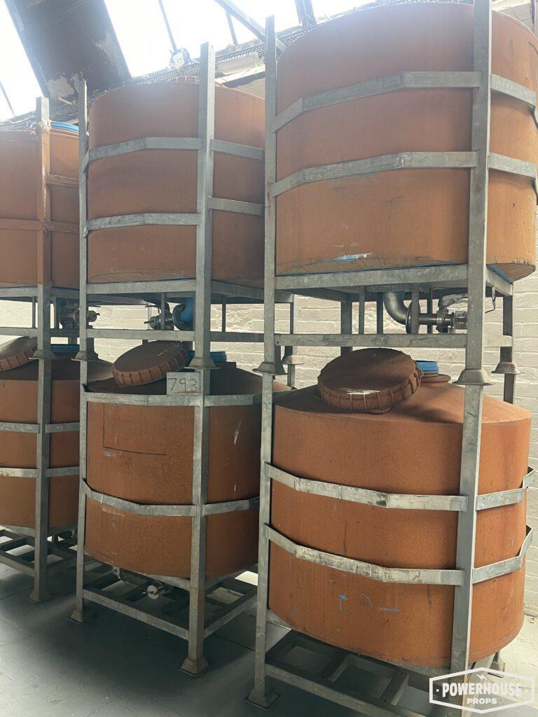 Powerhouse props vintage industrial silos rust rusty large container storage barrel stackable