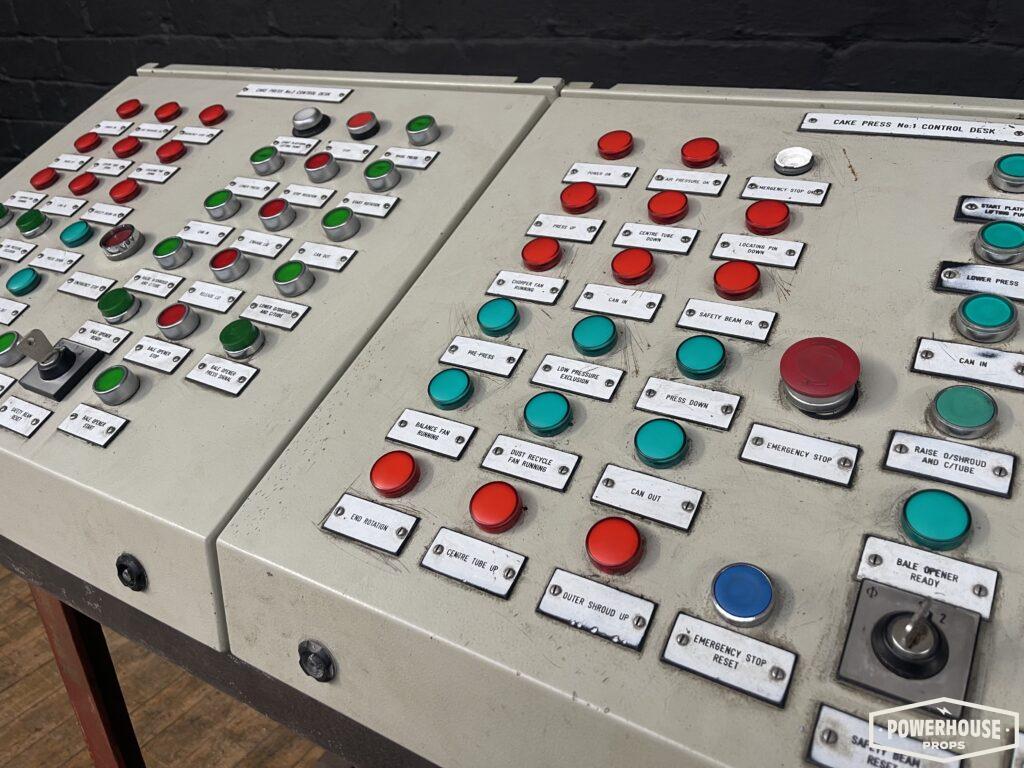 Powerhouse props vintage industrial switchgear button electrical console control panel