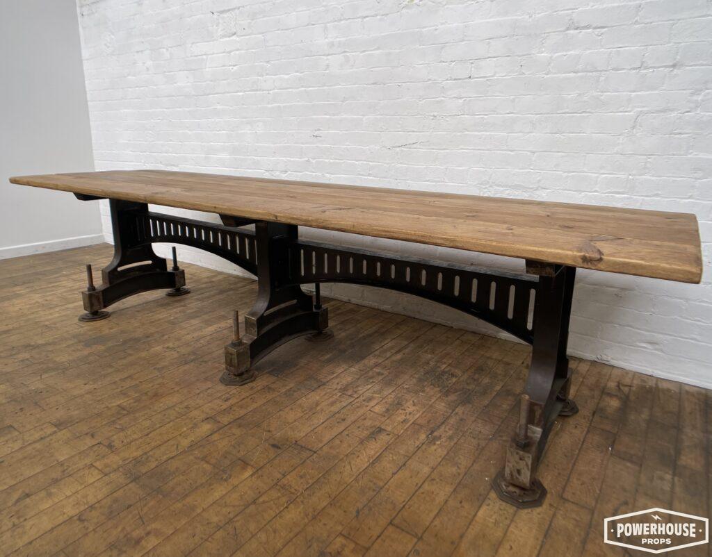 Powerhouse props vintage industrial victorian cast iron legs table large wood wooden top