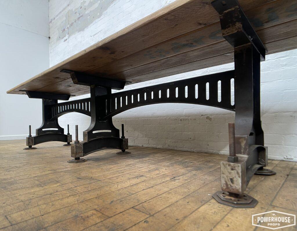 Powerhouse props vintage industrial victorian cast iron legs table large wood wooden top