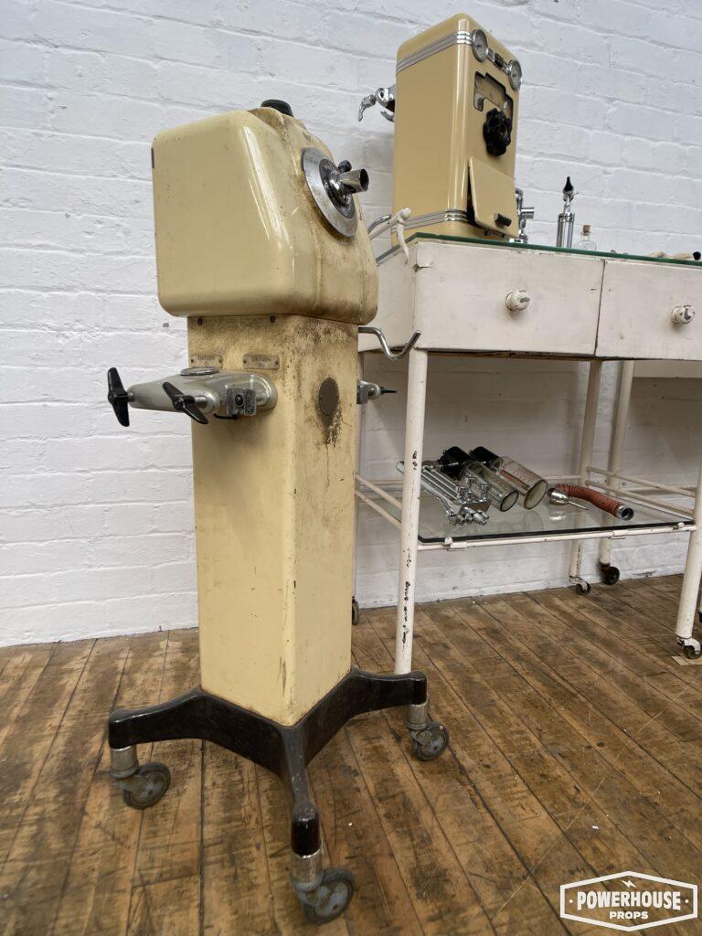 Powerhouse props vintage medical cabinet light anesthesia machine equipment trolley WW2 oxygen