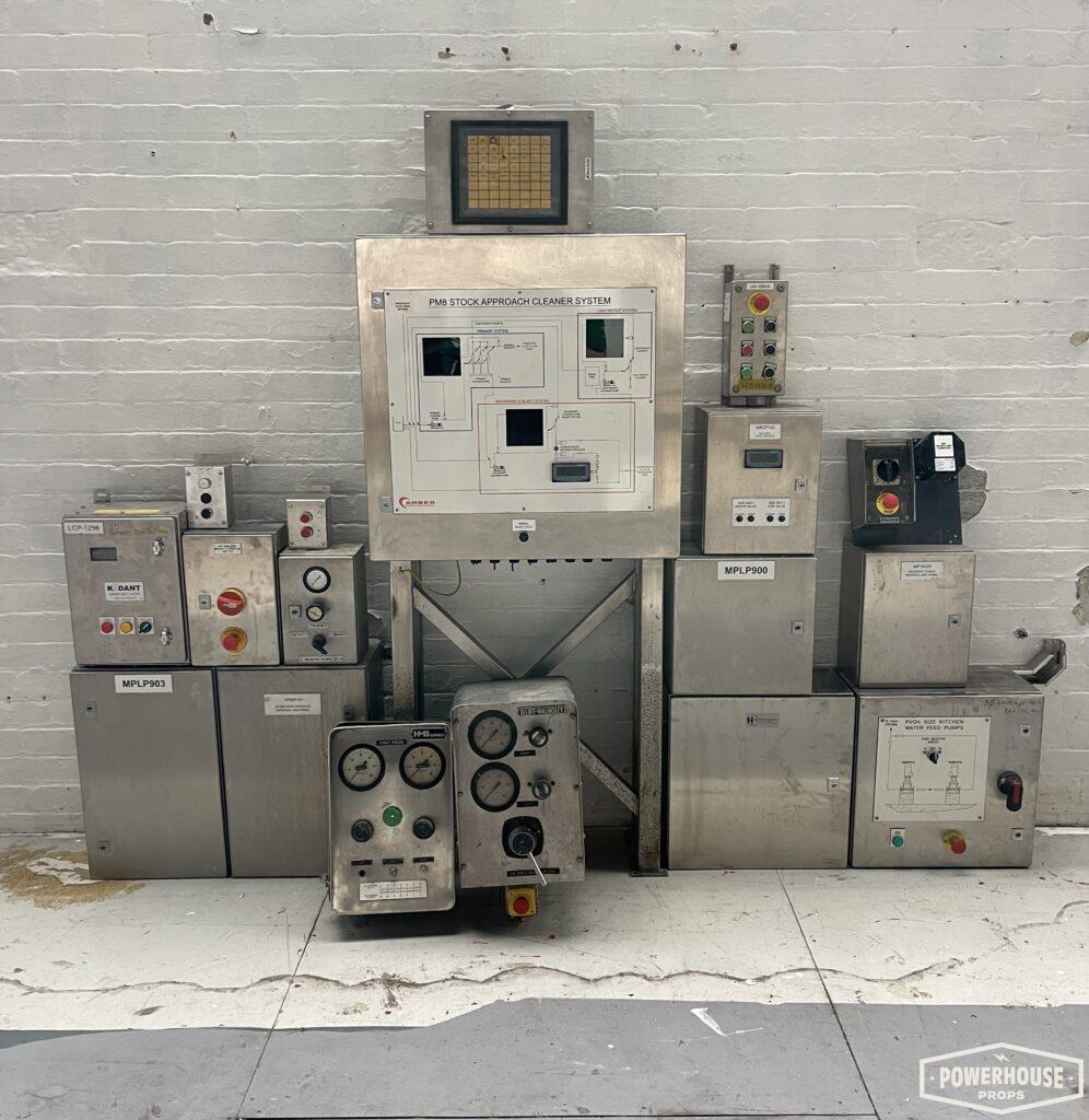 Powerhouse props vintage switchgear electrical electric stainless steel cabinets