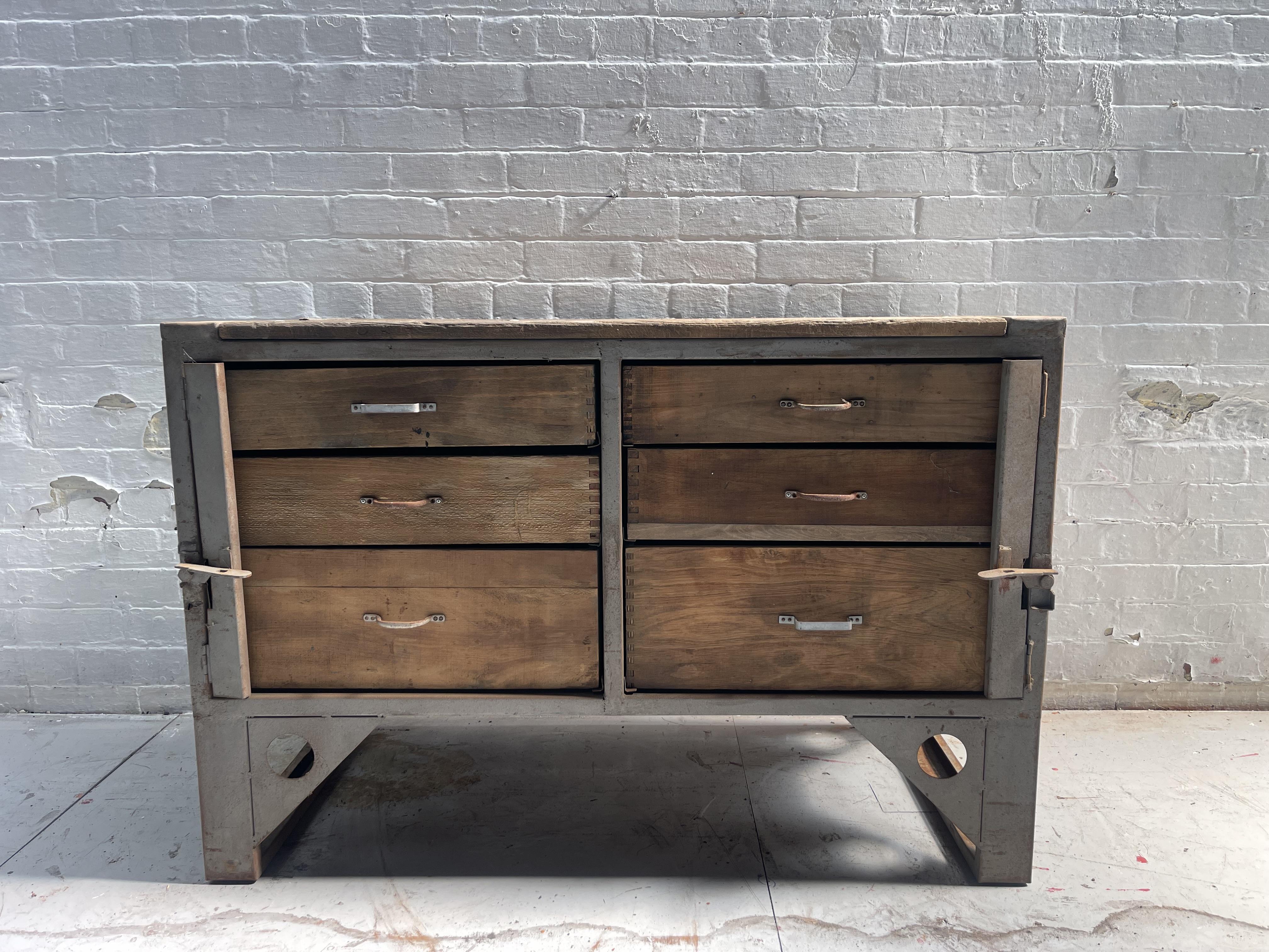 Powerhouse props industrial rental hire movie film desk workbench garage workshop steel wood